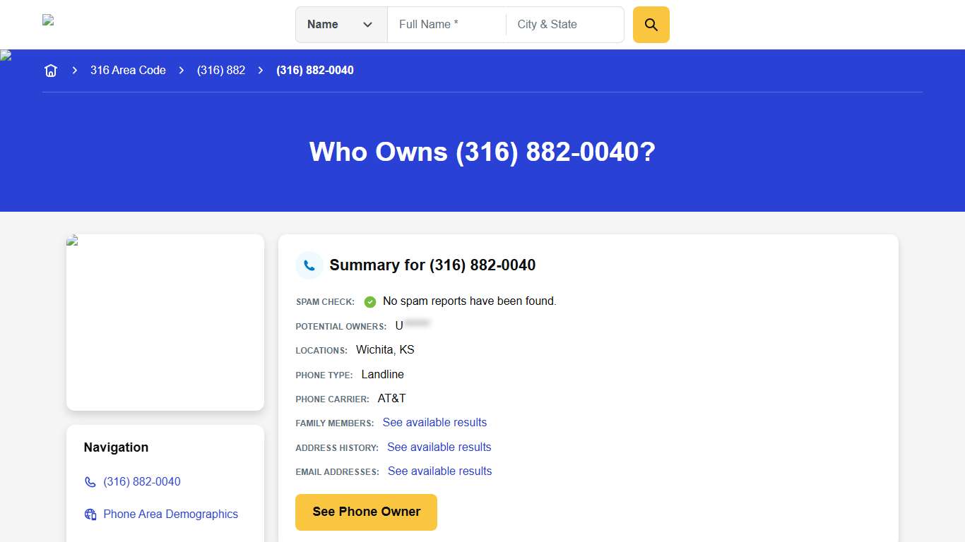 (316) 882-0040 Reverse Phone Lookup Anywho