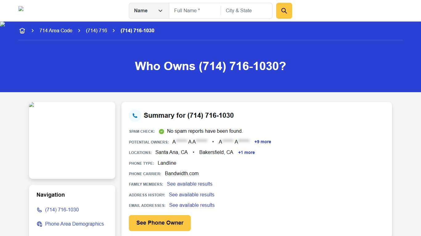 (714) 716-1030 Reverse Phone Lookup Anywho