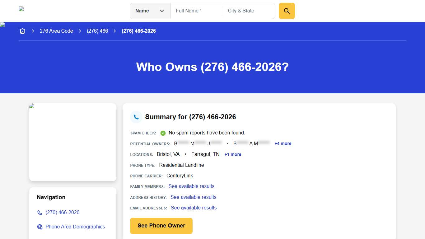 (276) 466-2026 Reverse Phone Lookup Anywho